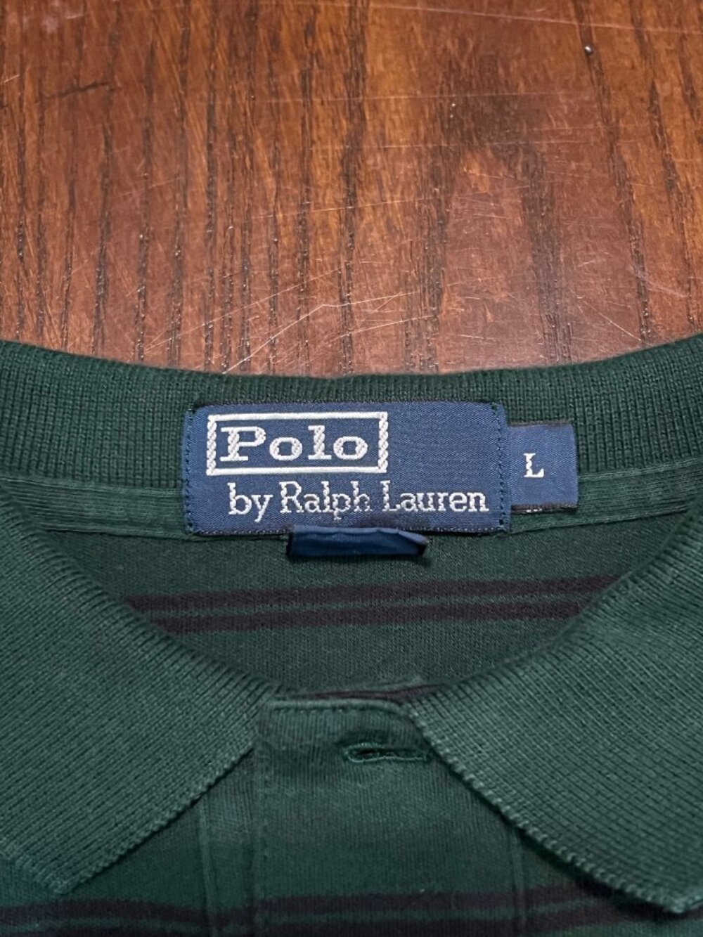 Polo By Ralph Lauren Green Striped Short Sleeve Polo Shirt Large Preppy Casual - Picture 2 of 7